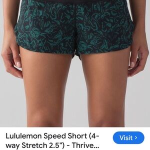 lululemon athletica Women's Black and Teal Athletic Shorts